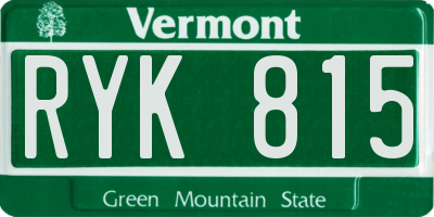 VT license plate RYK815