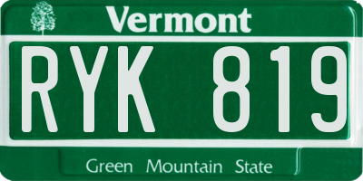VT license plate RYK819