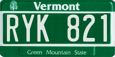 VT license plate RYK821