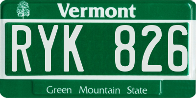 VT license plate RYK826
