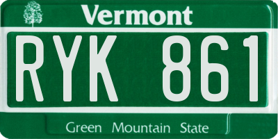 VT license plate RYK861