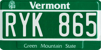 VT license plate RYK865
