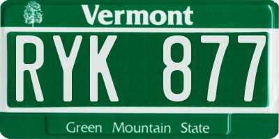 VT license plate RYK877