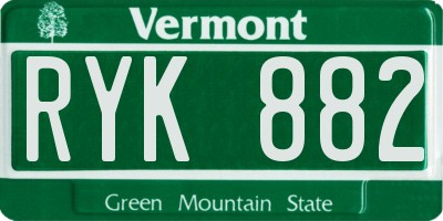 VT license plate RYK882
