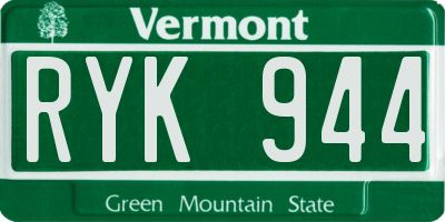 VT license plate RYK944