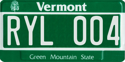 VT license plate RYL004