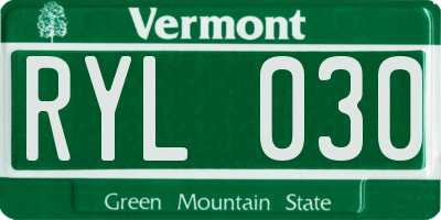 VT license plate RYL030