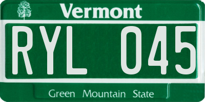 VT license plate RYL045