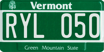 VT license plate RYL050