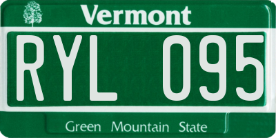 VT license plate RYL095