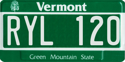 VT license plate RYL120