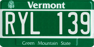VT license plate RYL139