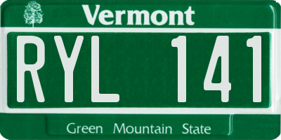 VT license plate RYL141