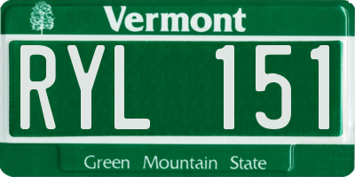 VT license plate RYL151