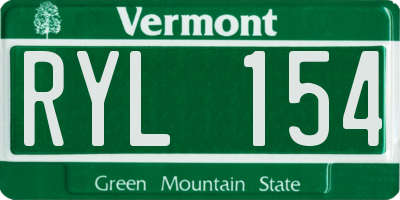 VT license plate RYL154