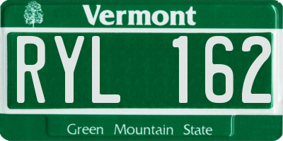 VT license plate RYL162