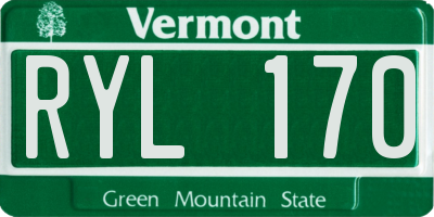VT license plate RYL170
