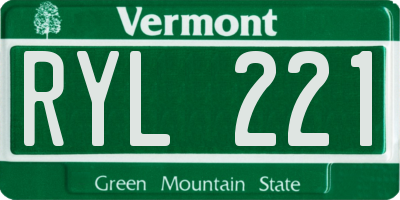 VT license plate RYL221