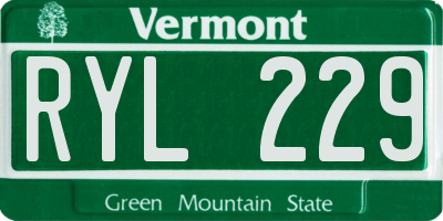 VT license plate RYL229