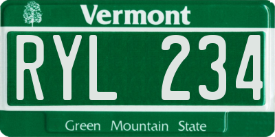 VT license plate RYL234