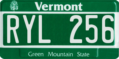VT license plate RYL256