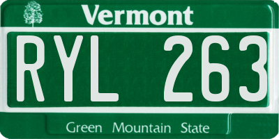 VT license plate RYL263