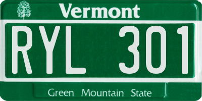 VT license plate RYL301