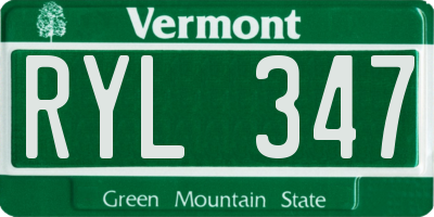 VT license plate RYL347