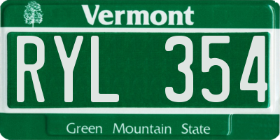 VT license plate RYL354