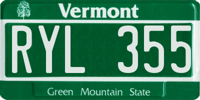 VT license plate RYL355
