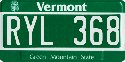 VT license plate RYL368