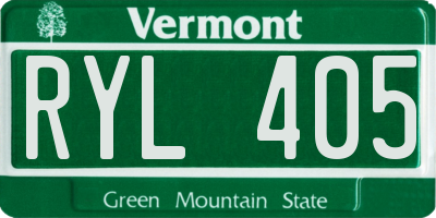 VT license plate RYL405