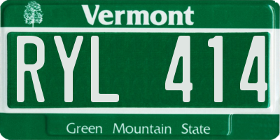 VT license plate RYL414