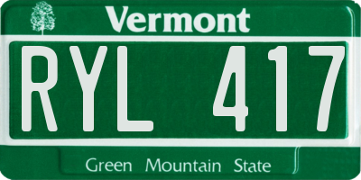 VT license plate RYL417
