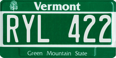 VT license plate RYL422