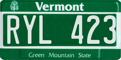 VT license plate RYL423