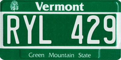 VT license plate RYL429