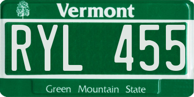 VT license plate RYL455