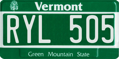 VT license plate RYL505