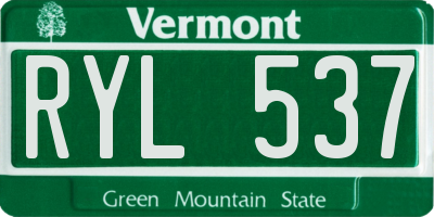 VT license plate RYL537