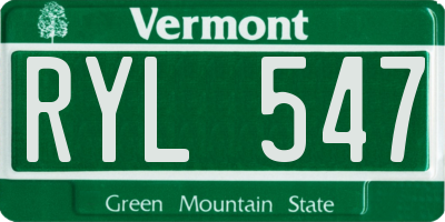 VT license plate RYL547