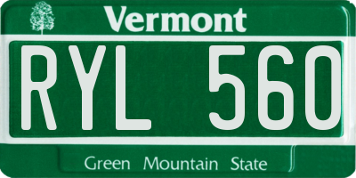 VT license plate RYL560