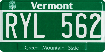 VT license plate RYL562