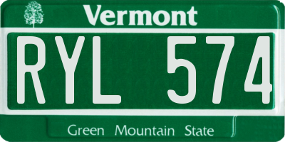 VT license plate RYL574