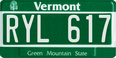 VT license plate RYL617