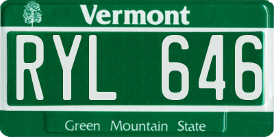 VT license plate RYL646