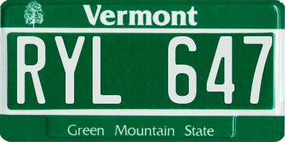 VT license plate RYL647