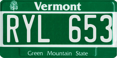 VT license plate RYL653
