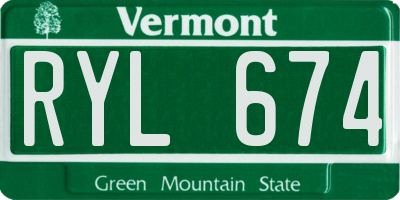 VT license plate RYL674
