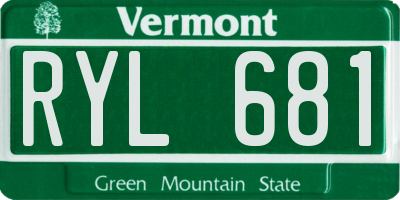 VT license plate RYL681